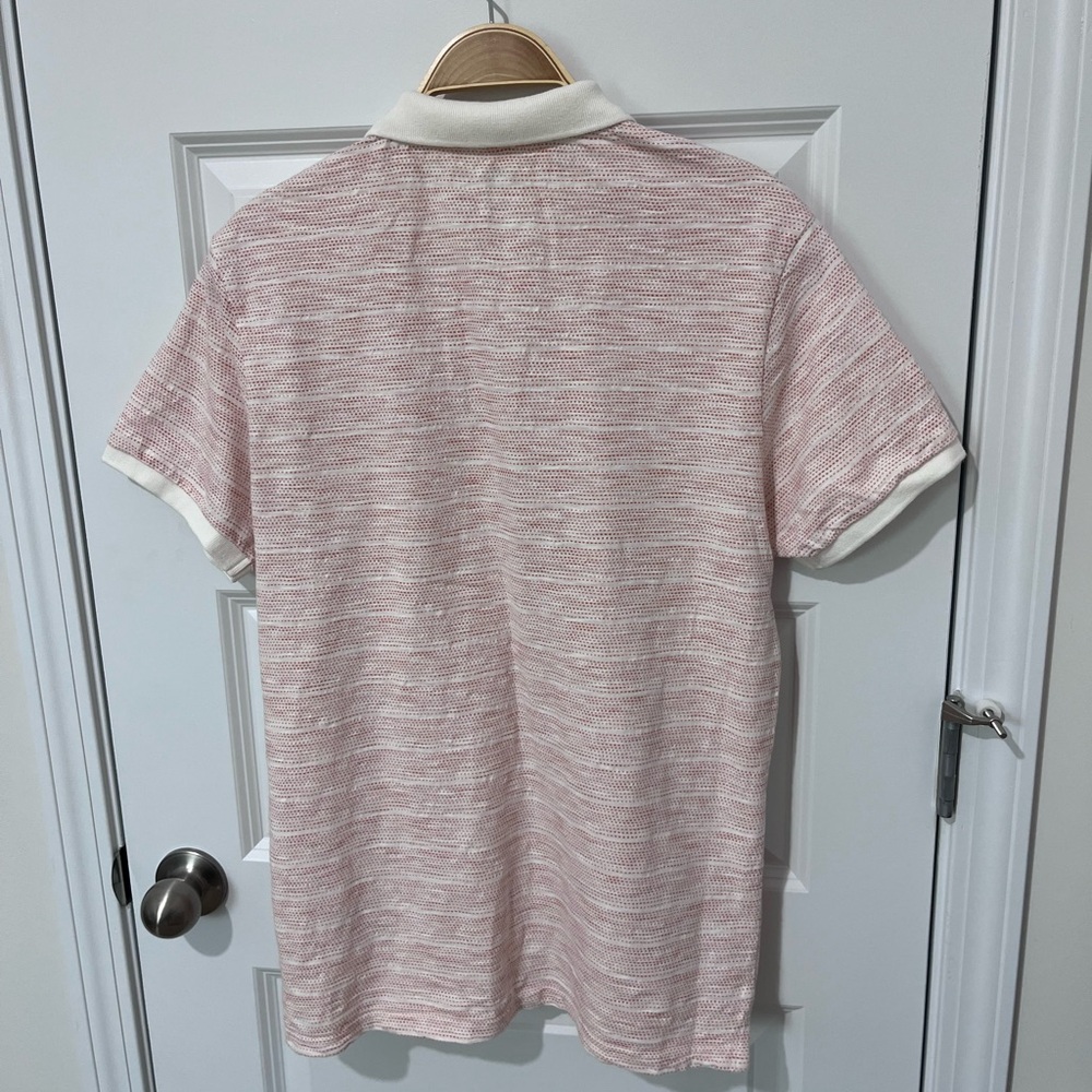 Old Navy Men's Orange White 100 % Cotton Polo Shirt with White Collar Medium - Picture 4 of 4